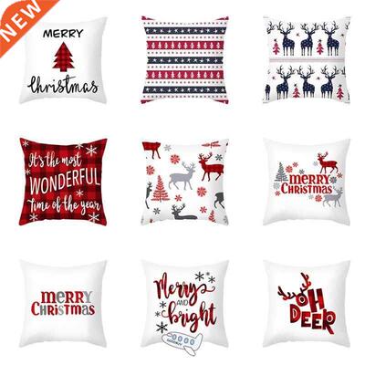 Cartoon Pillow Cover Santa Claus Elk Christmas Pillowcase 20