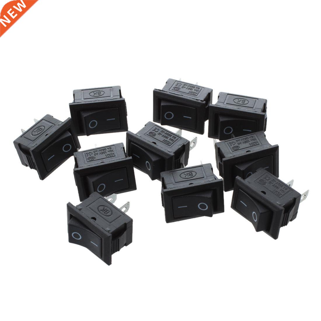 10 Pcs SPST Mini Black 2 Pin Rocker Switch AC 125V 10A 250V