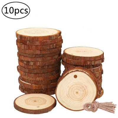 10pCS ChrIStmaS WooD SlICeS DIY Craft DeCoratIonS WooDen DIS