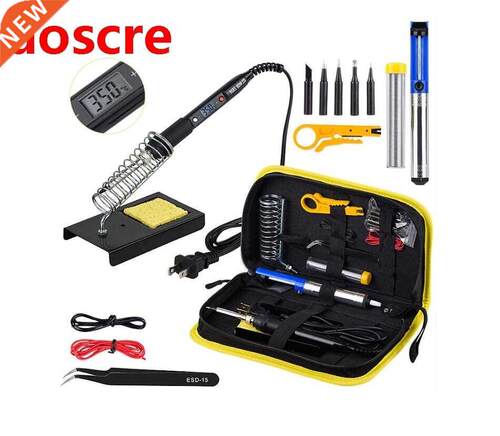 Soldering-Iron-Kit Adjustable Temperature 5-Tips 220v 80w Ye
