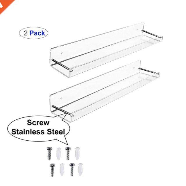 2Pcs Acrylic Floating Shelves Transparent Bathroom Wall Shel