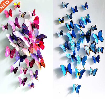 12PCS Wall ickers Butterfly 3D Wallpaper PVC 3D House Deco