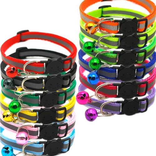 12 Pcs Adjustable Pet Dog Cat Collar Reflective Breakaway Bu