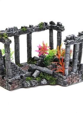 Resin Artificial Fish Tank Decorations Ancient Castle Landsc