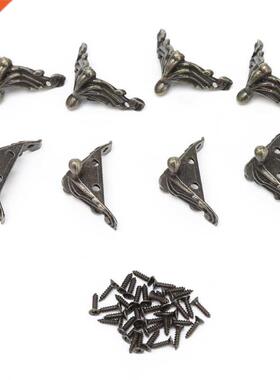 8xDecorative Antique Bronze Jewelry Gift Box Wood Case Feet