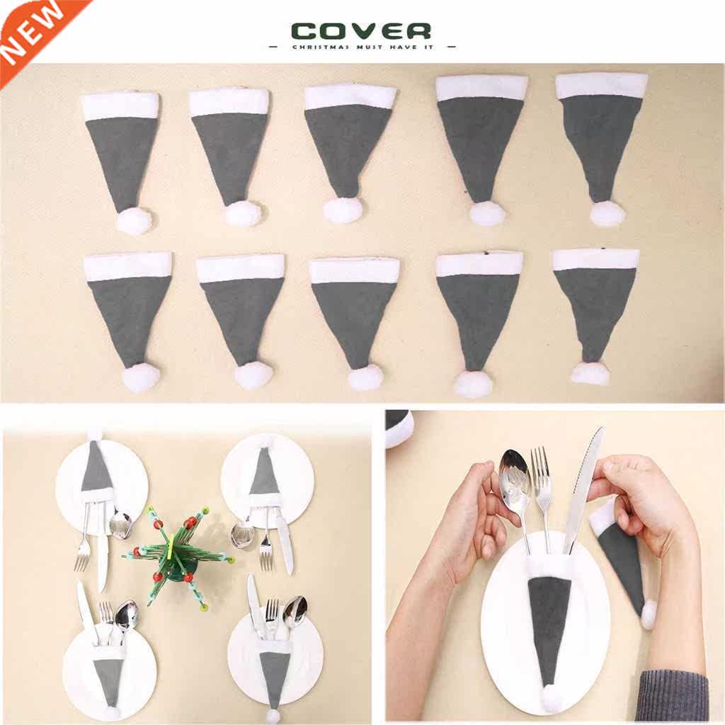 10pcs Christmas hat holiday cutlery storage set Christmas T