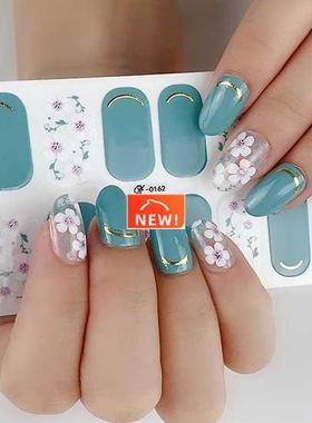 1sheet Nail Wrap Glitter Flower Nail Art Stickers Full Cover