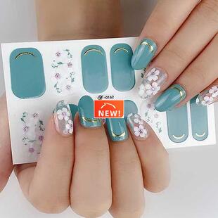 1sheet Nail Wrap Glitter Flower Nail Art Stickers Full Cover