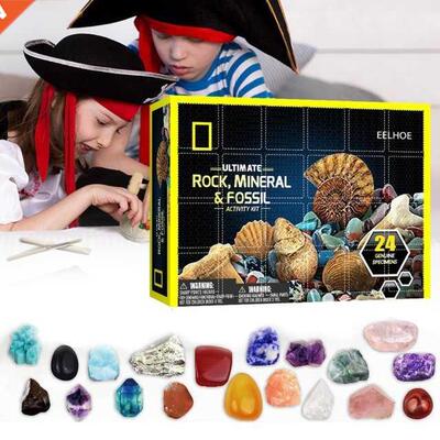 Christmas Advent Calendar Set Rocks Minerals Gift Box 24 Day