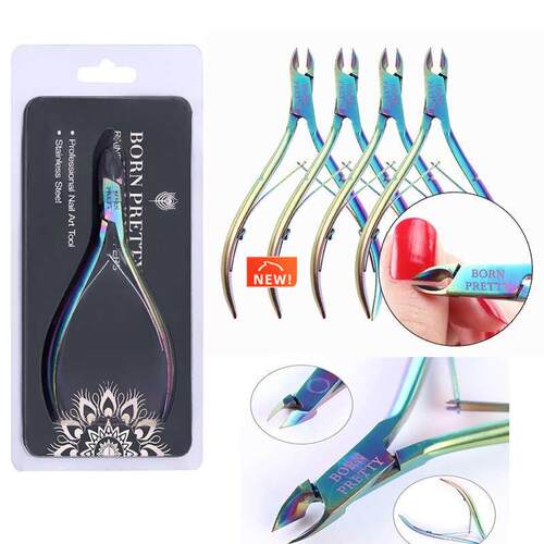 BORN PRETTY Nail Cuticle Nipper Stainless Steel Rainbow Twee