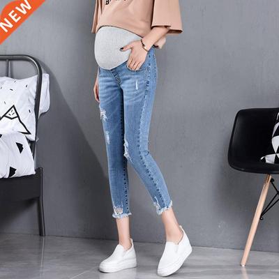817# 7/10 Length Summer Autumn Fashion Maternity Jeans High