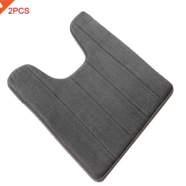 2 Pieces U-type Memory Cotton Toilet Mat Carpet Anti-slip El