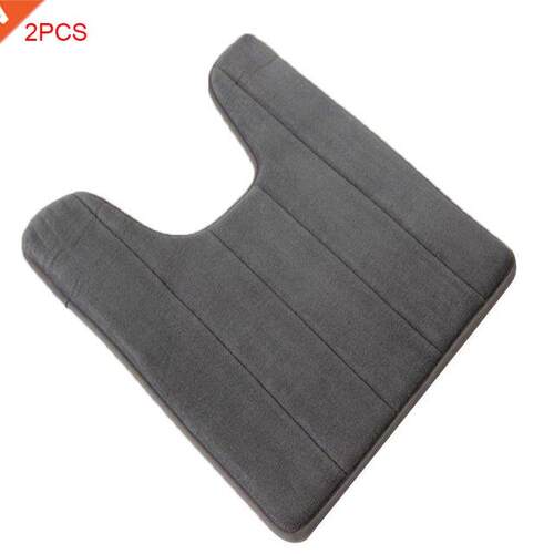 2 Pieces U-type Memory Cotton Toilet Mat Carpet Anti-slip El