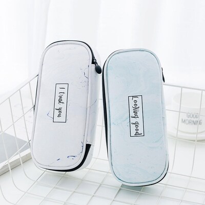 Creative Big Marble Pencil Cases Kawai Leather Pencilcase C
