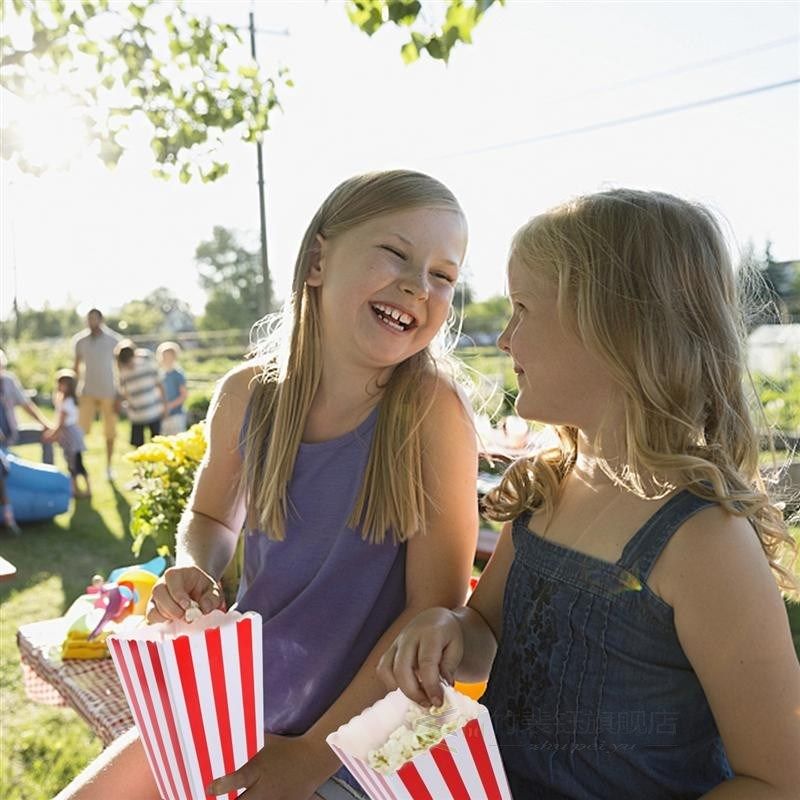 24pcs Red Stripe Popcorn Boxes Candy Box Holder Containers C