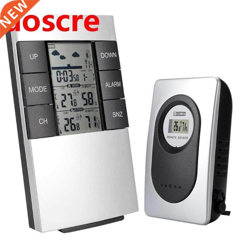 Indoor Outdoor Thermometer Wireless Weather Station Alarm Cl