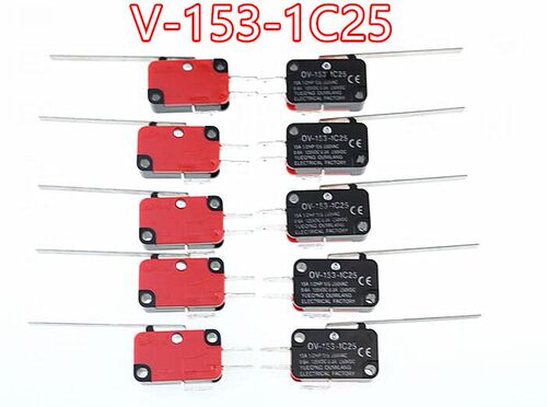 10Pcs V-153-1C25 Micro Limit Switch Long Straight SPDT Snap