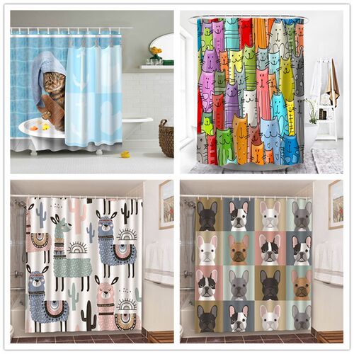 Bathing Cat Printing Bathroom Decorative Shower Curtain