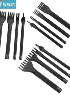 4 Pcs Prong Chisel Kit Leather Craft DIY Tool Black Electrop