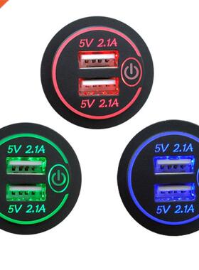 12V 24V Dual USB 2.1A LED Car Charger Adapter With Cable Fo