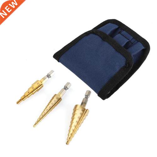 3Pcs High Speed Steel Step Cone Drill Bit Hex Shank Titanium