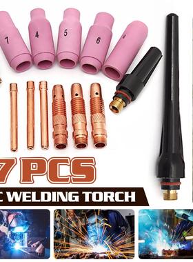 17Pcs TTIG Welding Torch Cup Collet Body Nozzle Tungsten Kit