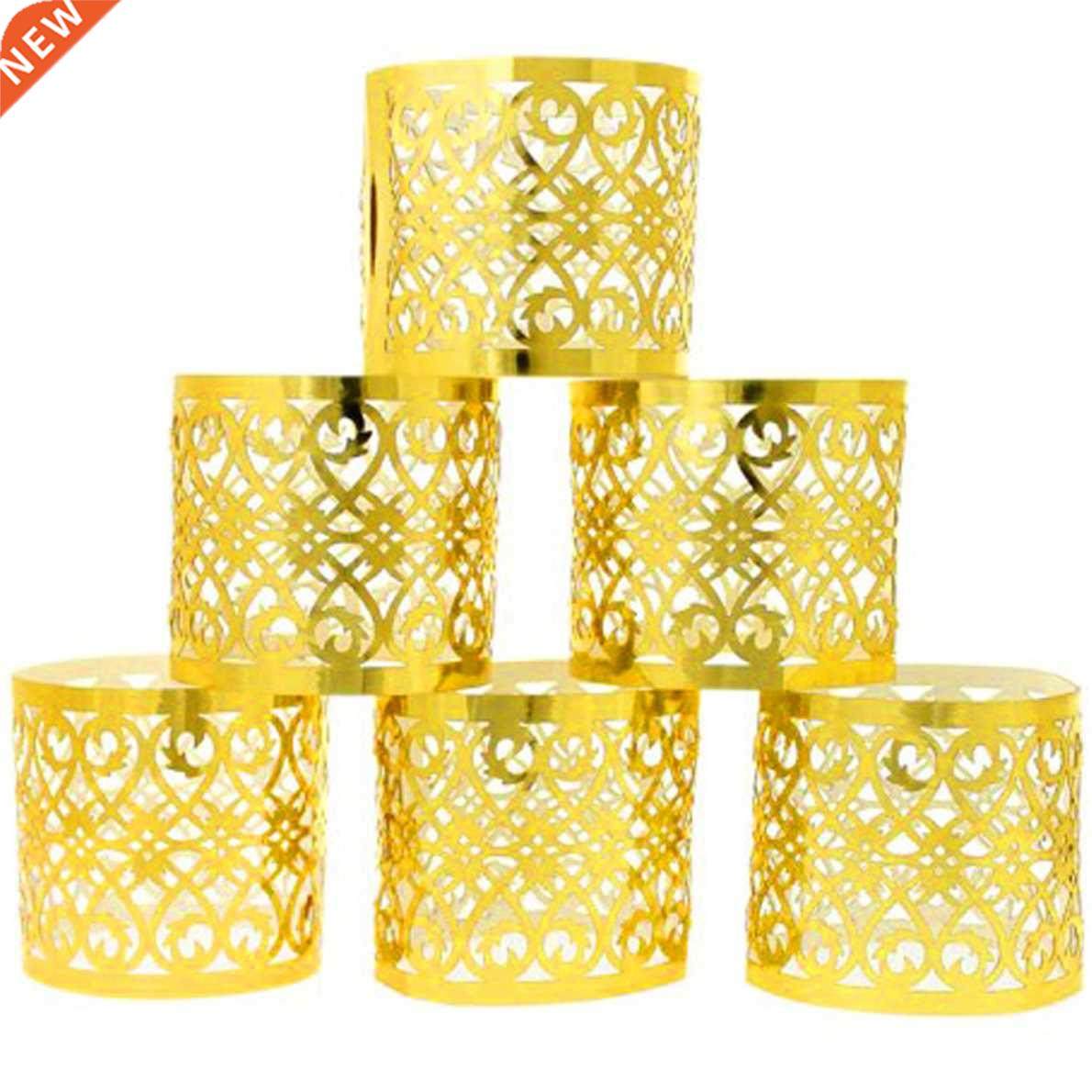 25Pcs Napkin Ring Hollow Pattern Gold and Silver Napkin Ring