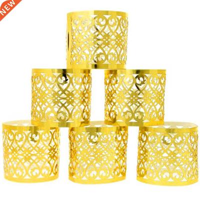 25Pcs Napkin Ring Hollow Pattern Gold and Silver Napkin Ring