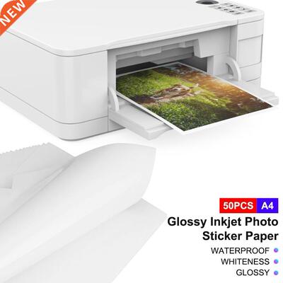 50Pcs A4 Sticker Photo Paper Inkjet Printer Label Sheets Wa