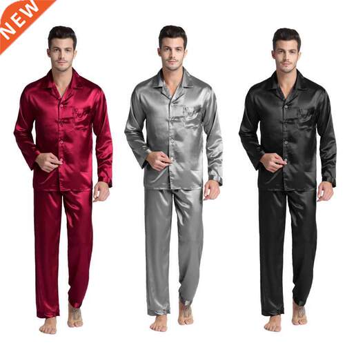 Tony&Candice Men's Stain Silk Pajama Set Men Pajamas