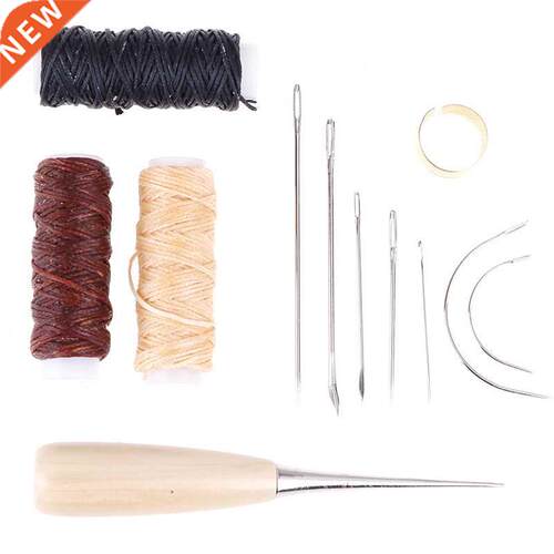 12pcs/set Hand Sewing Needles Waxed Thread Awl Thimble  L