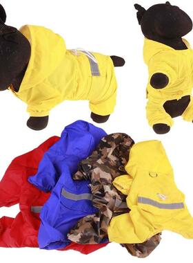 Dog Raincoat Reflective Pet Clothes Dog Clothing Outdoor Hoo