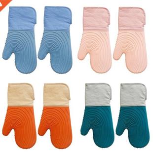 Kitchen Silicone Oven Mitts Water-proof Non-Slip Potholder f