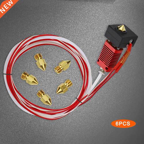 6pcs Extruder Hotend 0.4mm MK8 Nozzle Kit with PTFE Tubing f