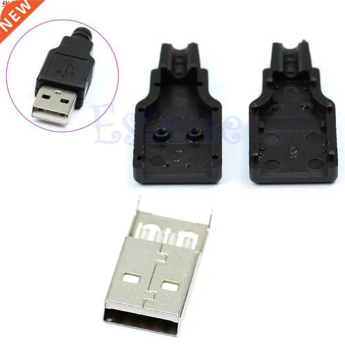 10pcs Type A Male USB 4 Pin Plug Socket Connector With Black