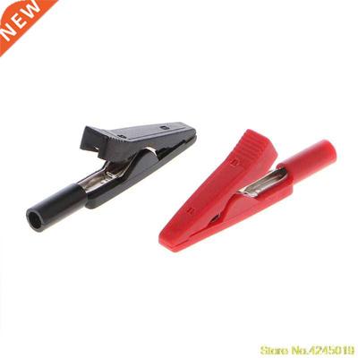 2 Pcs Insulated Alligator Clip 2mm Banana Female Adapter Met