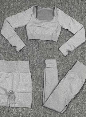 New Yoga Set Woen Sealess Gy Sport Clothing Long Sve C