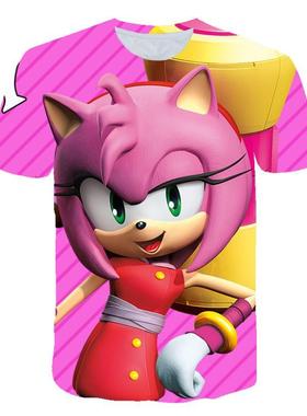 Cute Children's Clothes Sonic Pink Yellow T-shirt Fun T