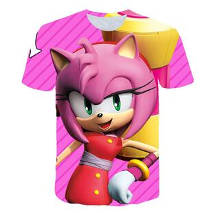 Cute Children's Clothes Sonic Pink Yellow T-shirt Fun T