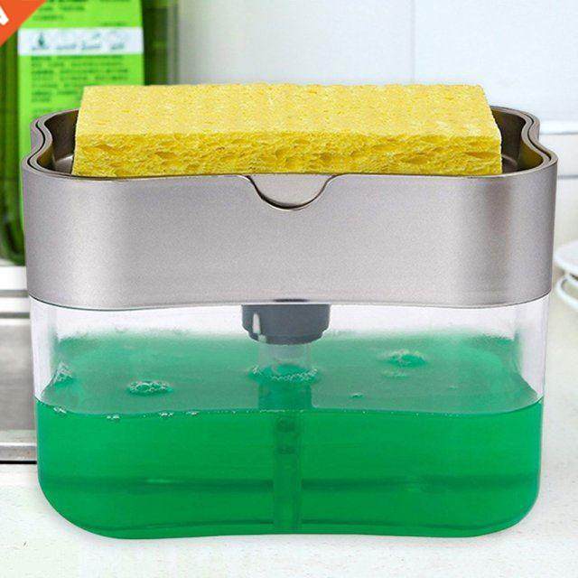 Soap Pump Dispenser With Sponge Holder 2-in-1 Liquid Dispens