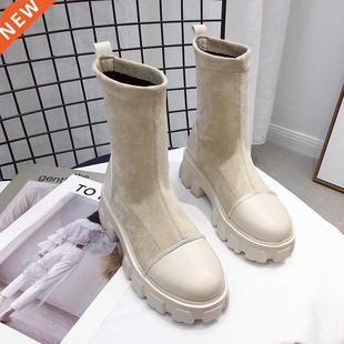 Black Sock Boots Women 2020 New Punk Gothic Shoes Ankle Boot