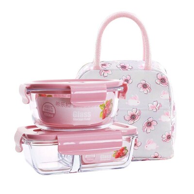 Glass Lunch Box Microwave Oven Dedicated Partitioned Glass C
