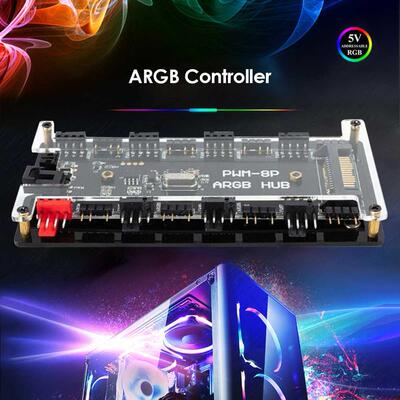 Remote Control PWM Fan Hub 8 Port 4-Pin PWM Fan 1 to 8 -Pin