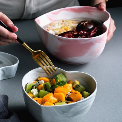 Nordic Marble Ceramic Large Rice Bowl Snack Dessert Entree