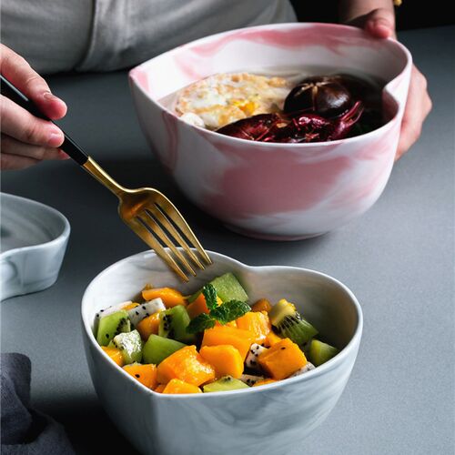 Nordic Marble Ceramic Large Rice Bowl Snack Dessert Entree