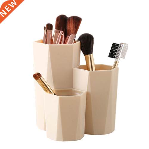 3 Lattices Makeup Brush Storage Box Desktop Organizer Dressi