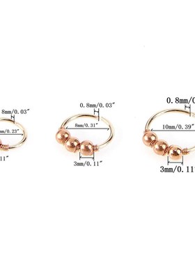 3Pcs/Set Fashion Retro Round Beads Gold Color Nose Ring  Wo