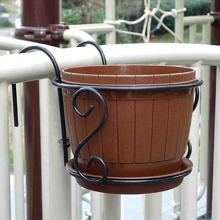 Hanging Flower Pot Stand Rack Deck Rail Balcony Fence Plante