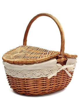 1pc Manual Woven Storage Basket Handmade Laundry Wicker Picn