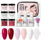 Pink Powd Set Glit Nail Dip Nude White French Powder Dipping